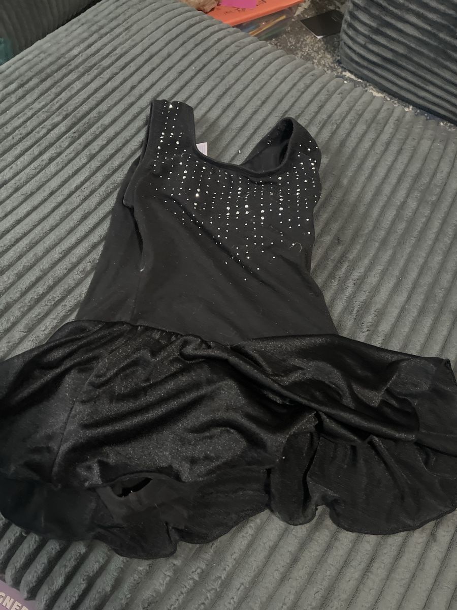 More Than Magic Black Rhinestone Dance Skirt Leotard Size M (7/8)