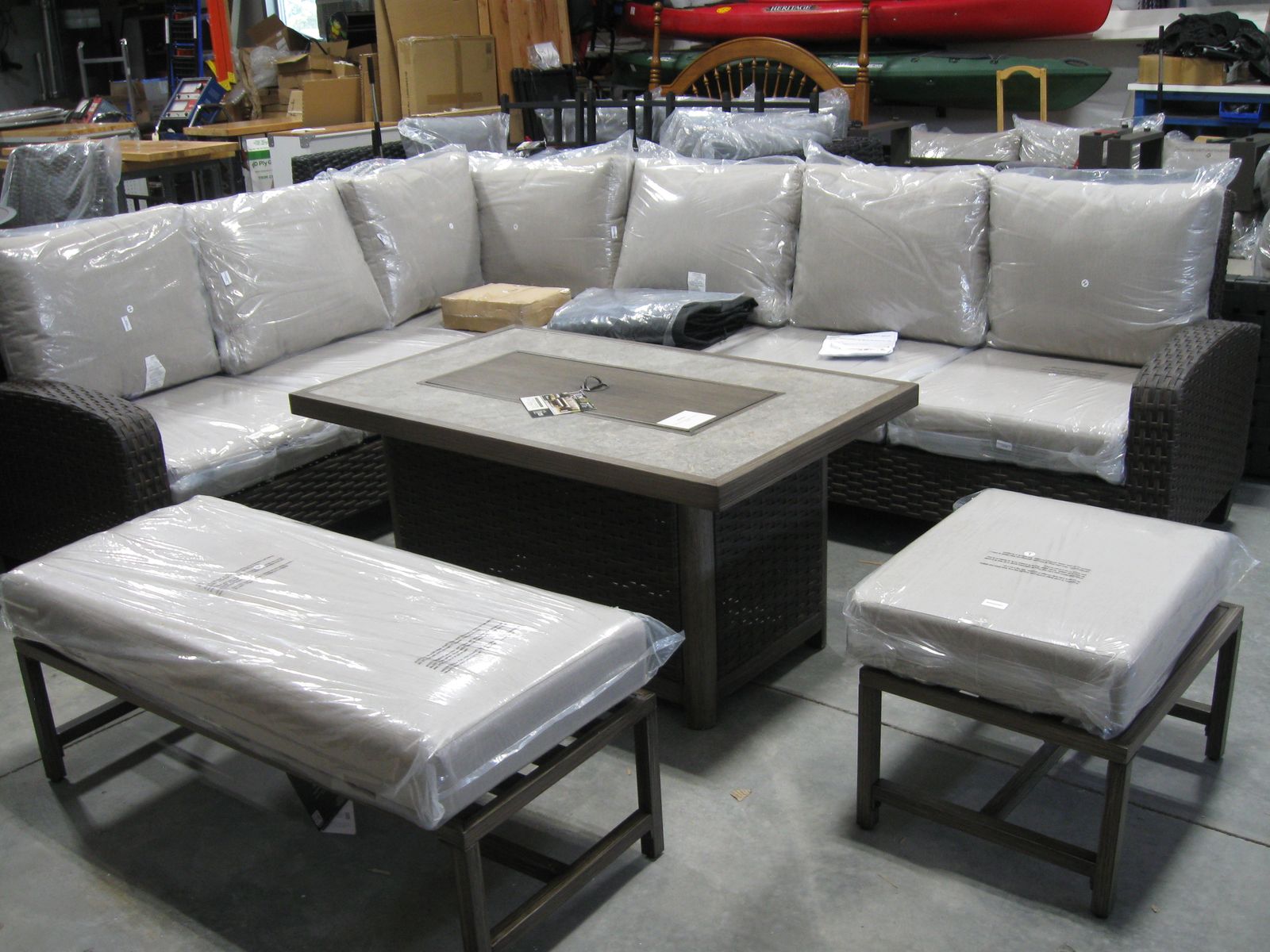 New Member's Mark Patio Deck Outdoor Lewiston Woven Fire Coffee Sofa Sectional Set