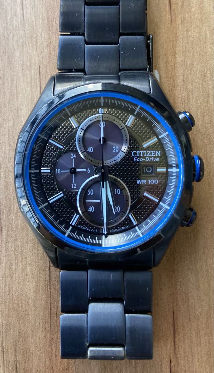 Citizen Eco-Drive 42mm Black PVD Chronograph - Steel Gray Dial - B612-S098114
