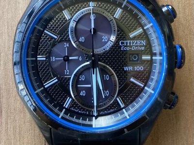 Citizen Eco-Drive 42mm Black PVD Chronograph - Steel Gray Dial - B612-S098114