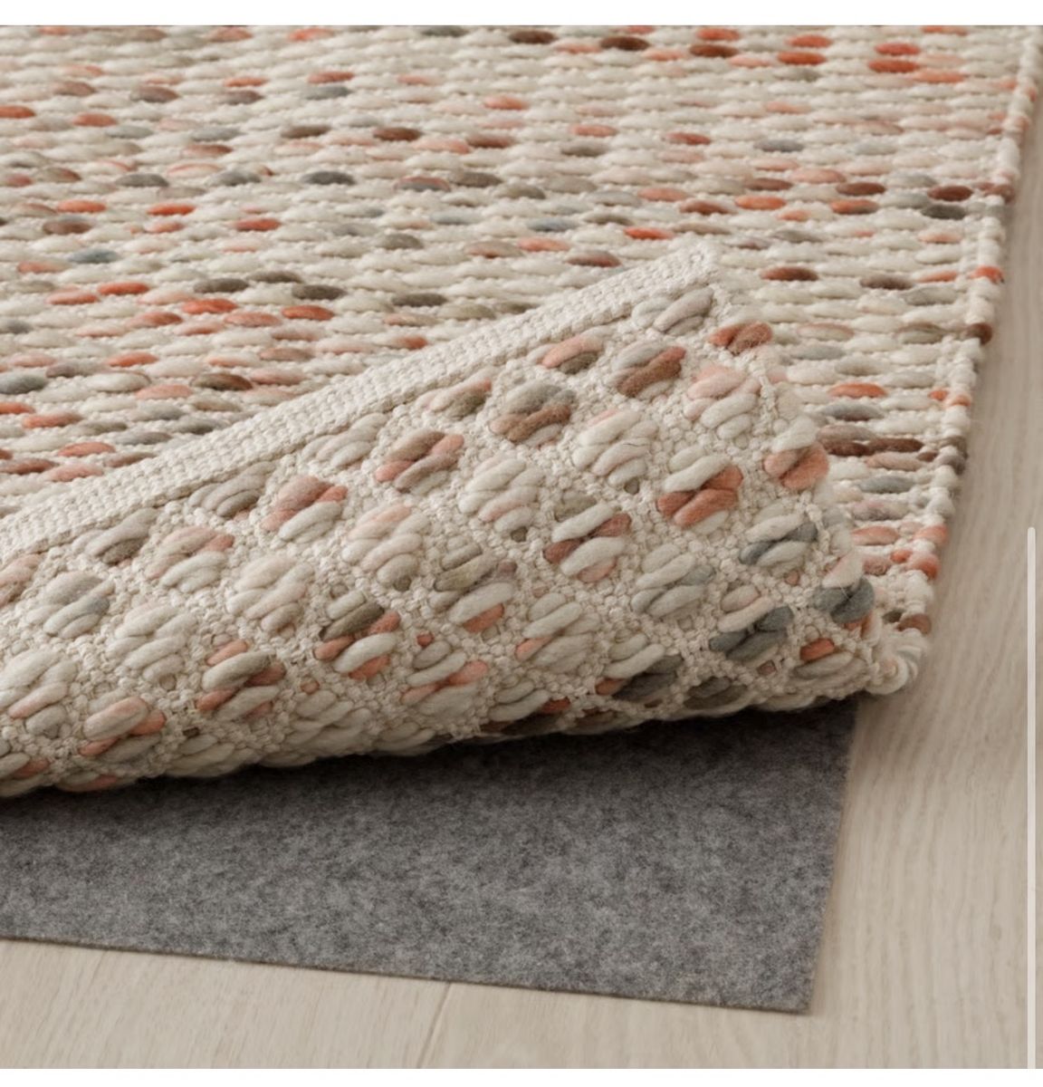 IKEA Beige Multicolor Textured Area Rug - Excellent Condition, Stain-Protected