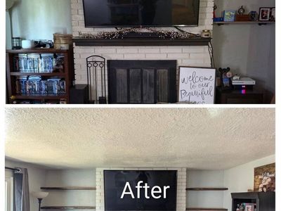 Custom Built Dark Wood Floating Shelves