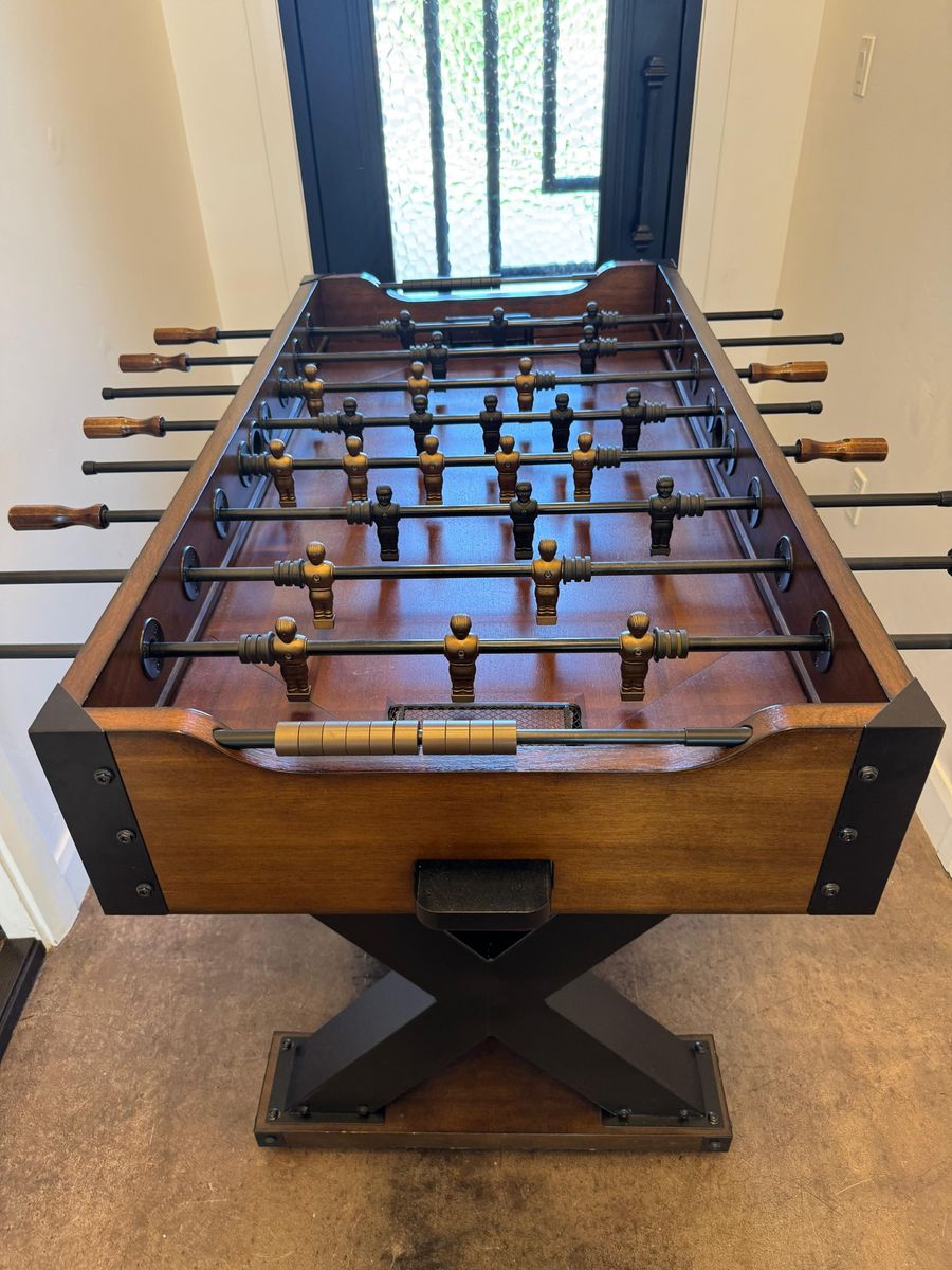 Rustic Wood and Metal Foosball Table with X-Base Design