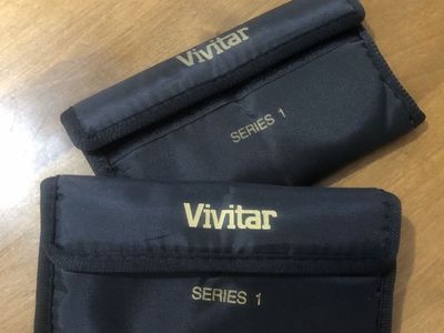 Vivitar Series 1 Filter Pouch Set (2) for Camera Lenses - Black, Excellent Condition
