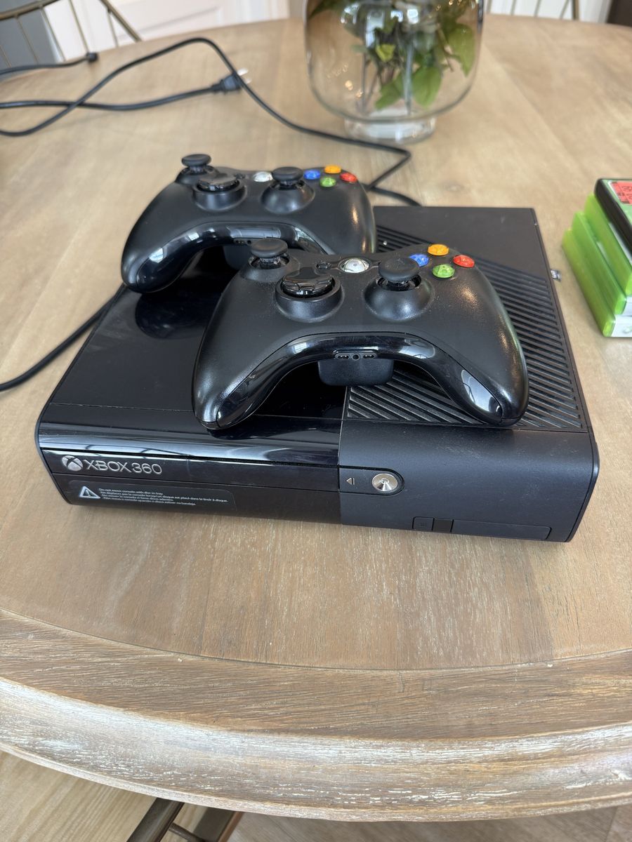 Xbox 360 Slim Console Bundle with 2 Controllers and 4 Games