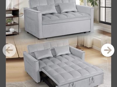 3-in-1 Convertible Sofa Bed, Velvet Gray