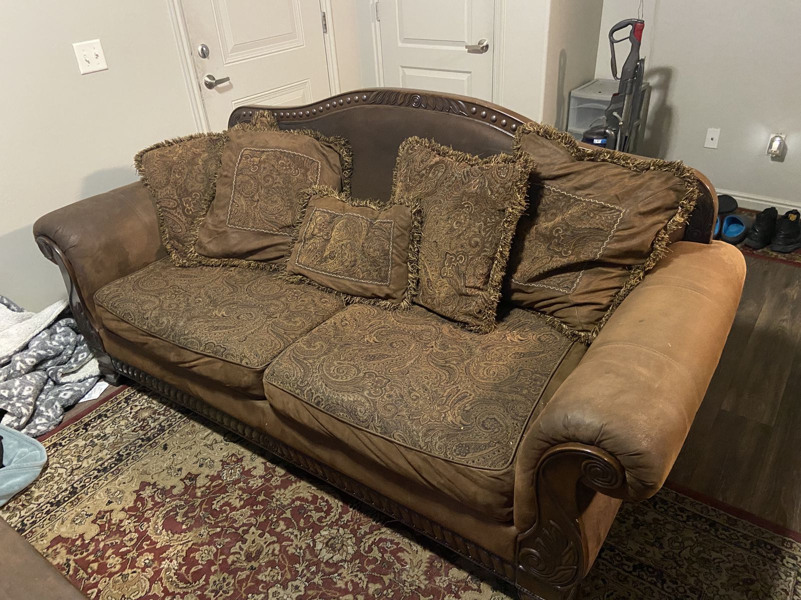 Couch wood trim brown