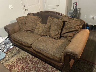 Couch wood trim brown