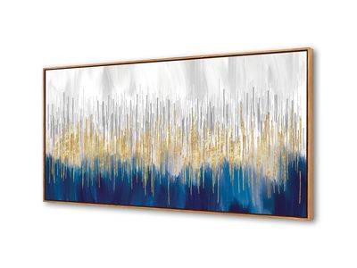 New Wood framed Abstract Wall Art Gold and Blue Canvas Print Artwork