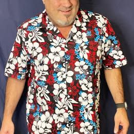 Classic Hawaiian Hibiscus Shirt Red or Blue