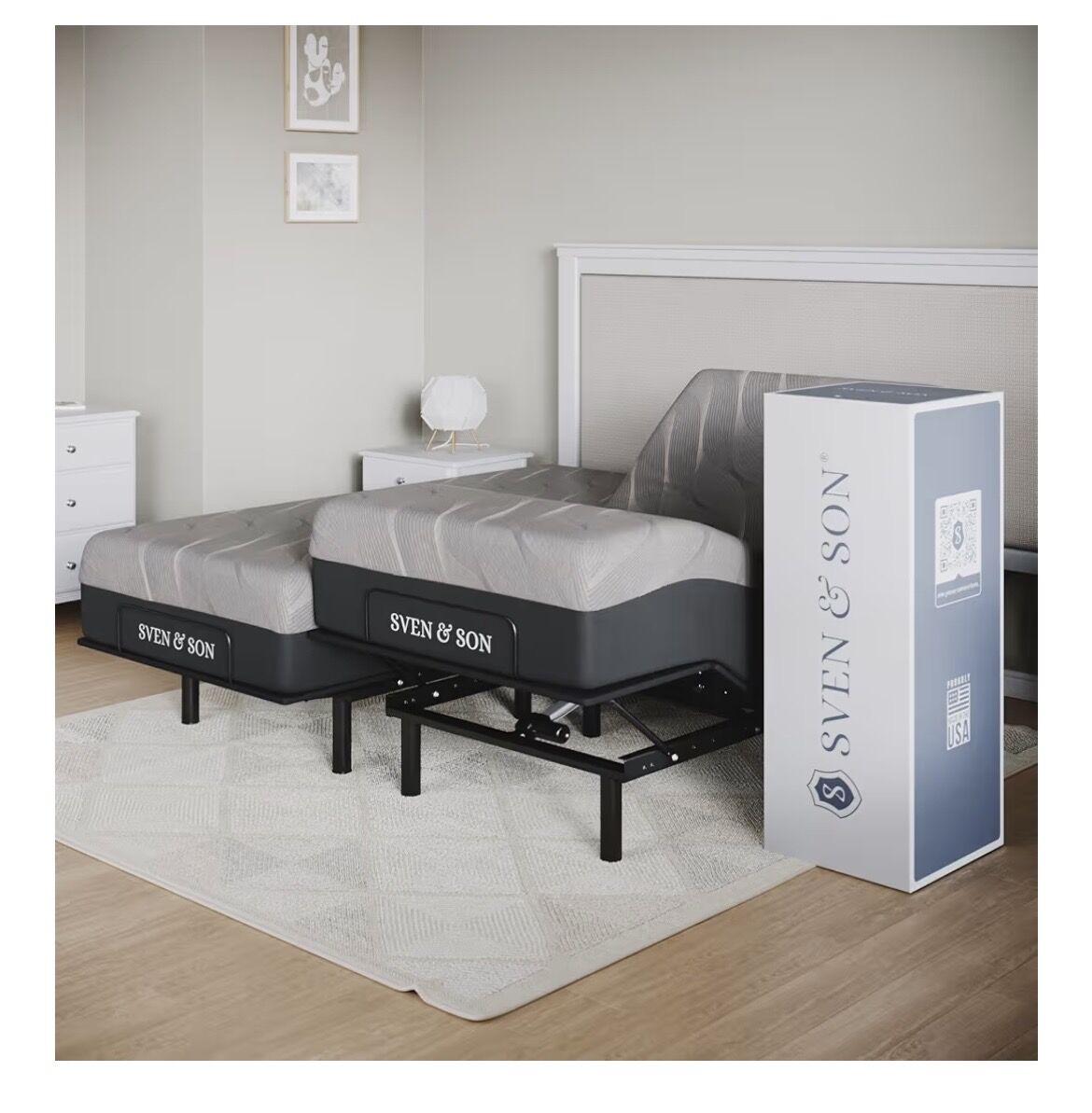 Split king bed. adjustable bases w/ mattresses