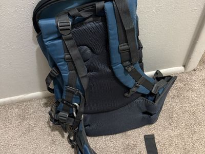 Blue Hiking Backpack with Padded Straps and Compartments