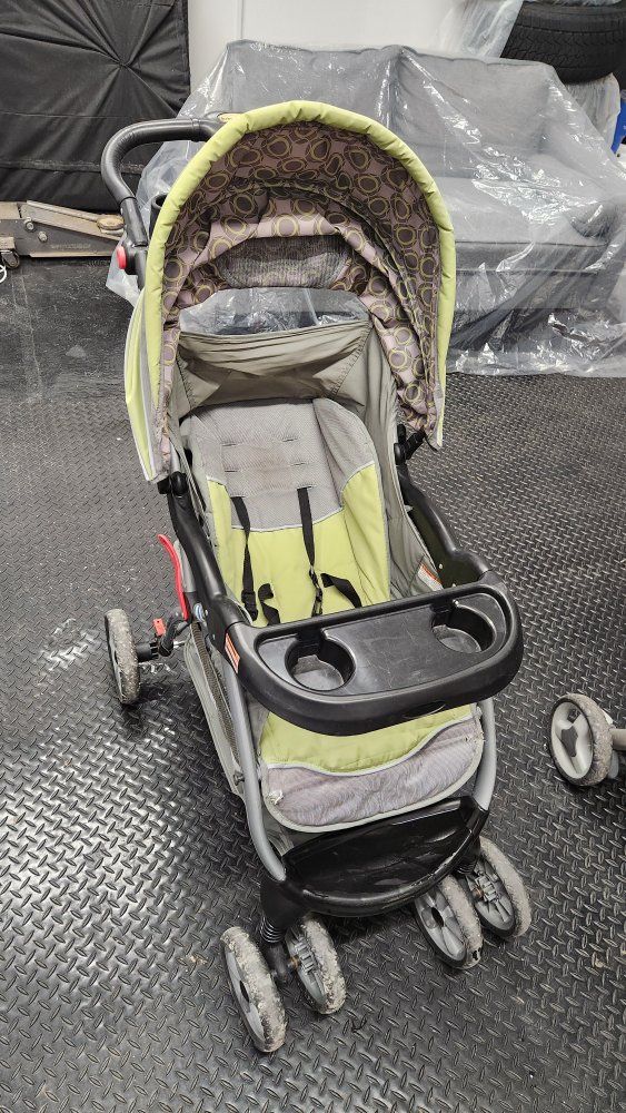 Baby Trend Single Stroller Green and Gray with Tray and Canopy