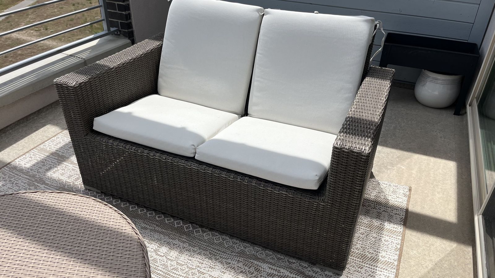 Wicker Love Seat (2) plus Wicker Coffee Table