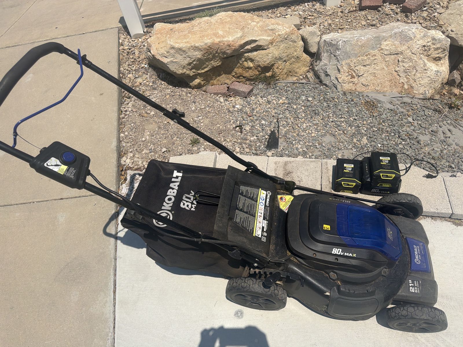 Kobalt 80V Max 21" Cordless Electric Lawn Mower with (2) Batteries & Charger - KM 2180B