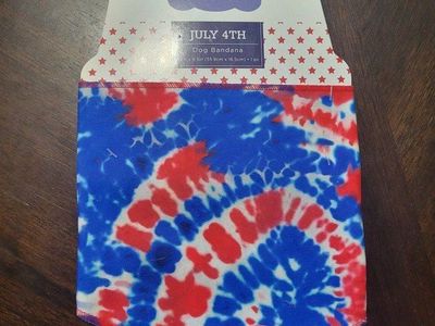 July 4th Reversible Dog Bandana - Red, White, & Blue Tie-Dye, Size S/M
