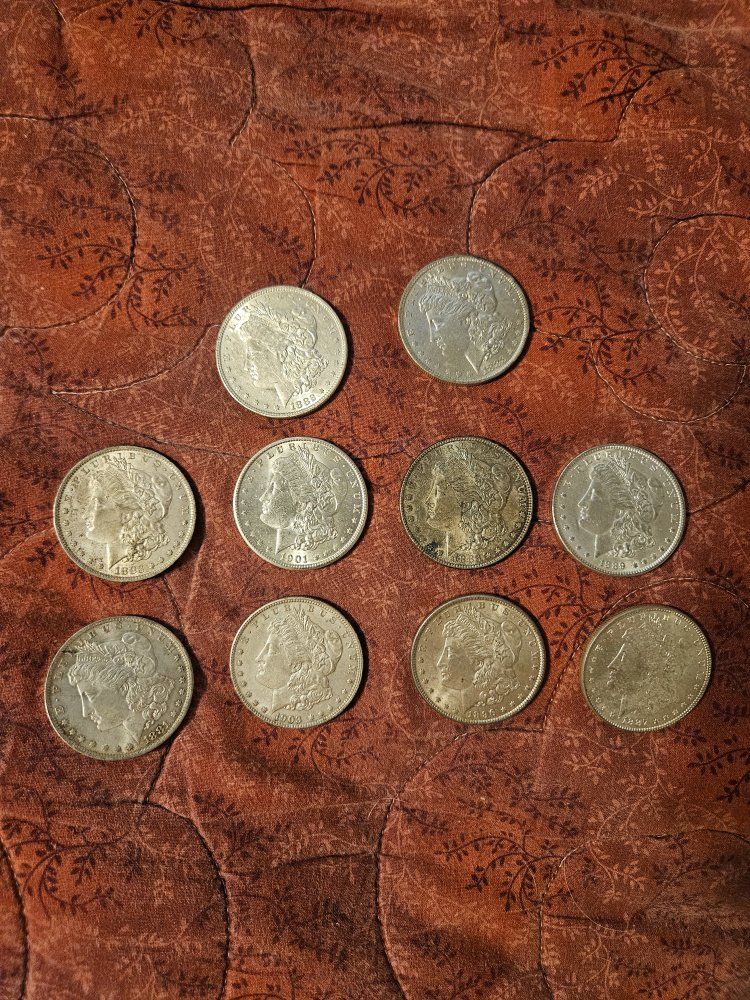 Morgan Silver Dollar Lot 1881, 1882, 1883, 1889 US Mint Coins - Collectible
