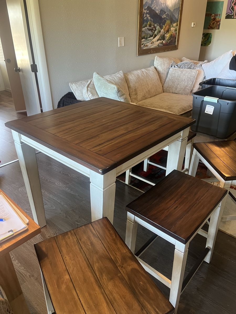 Square Counter-Height Dining Table with Stools