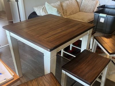 Square Counter-Height Dining Table with Stools