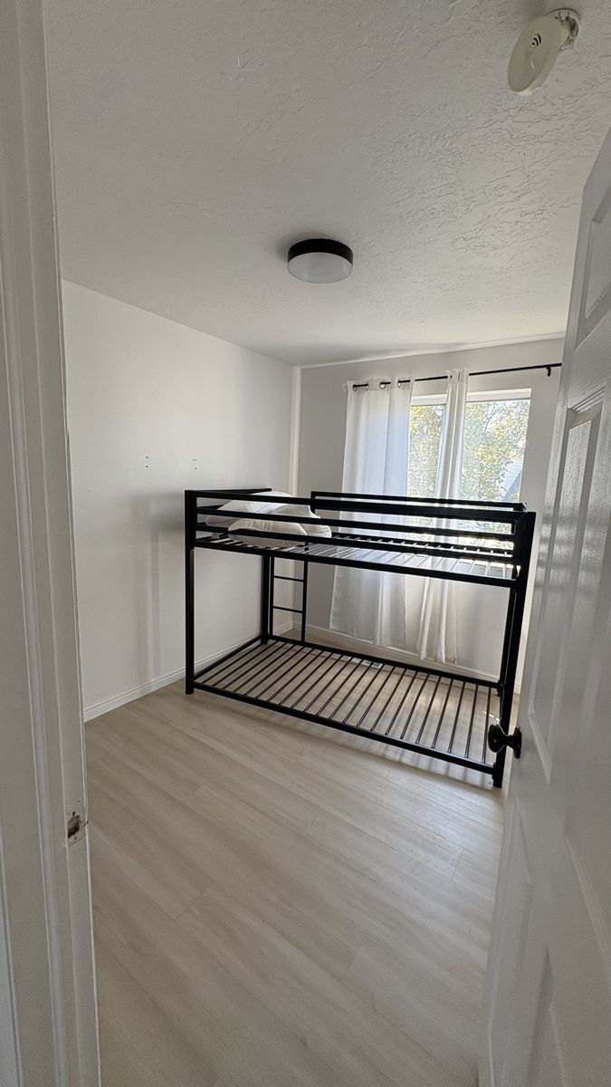 Black Metal Bunk Bed Frame with Built-in Ladder