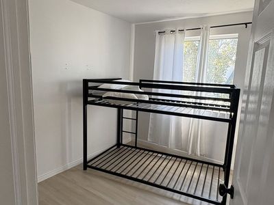 Black Metal Bunk Bed Frame with Built-in Ladder