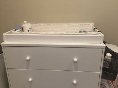 White 3-Drawer Dresser with Removable Changing Table Top - Baby Nursery Furniture