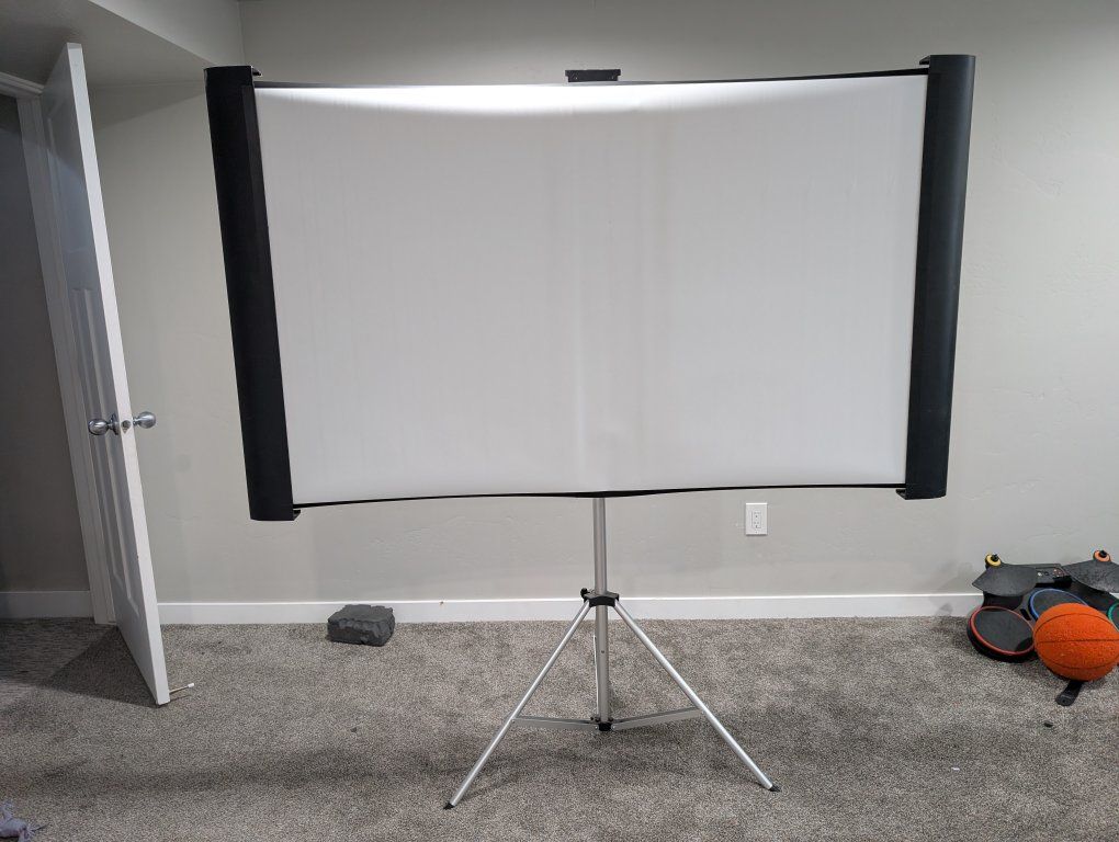 Epson DUET 72" Portable Tripod Projector Screen - Large Format White Screen with Black Borders for Home Theater