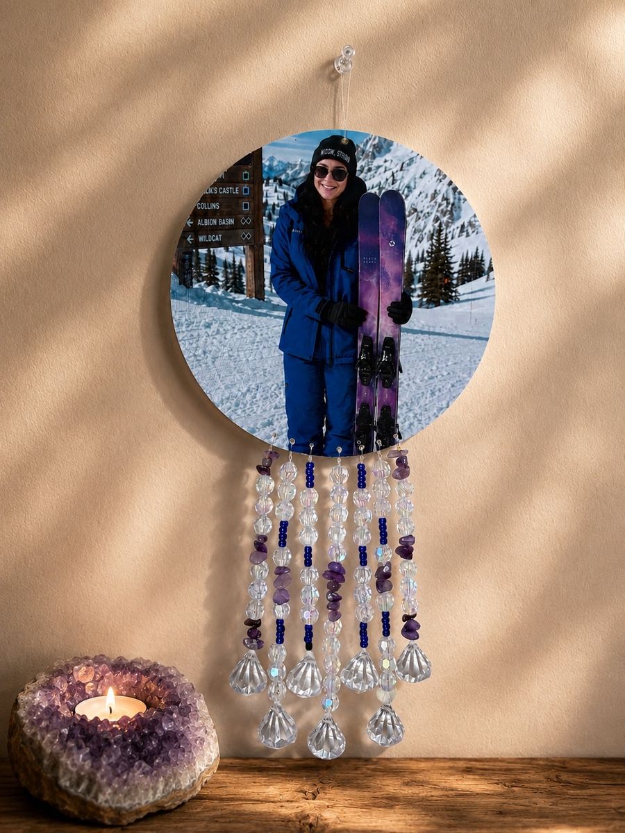 Custom Photo Wall Hanging with Beaded Crystal Accents