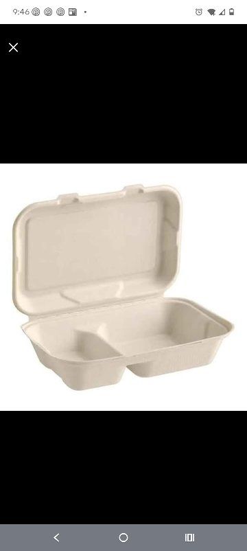 EcoChoice 9" x 6" x 3" Natural Plant Fiber 2-Compa