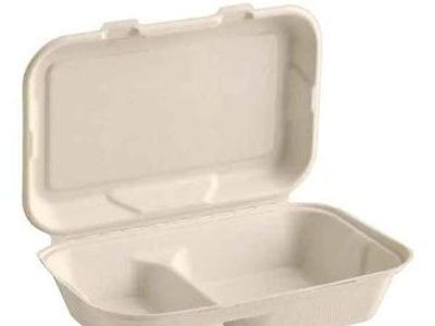 EcoChoice 9" x 6" x 3" Natural Plant Fiber 2-Compa