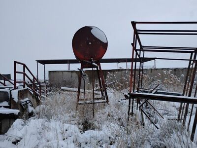 Elevated Fuels Storage Tanks with stands.