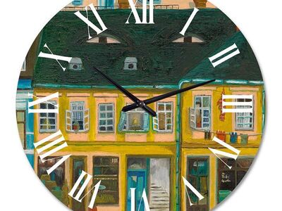 DesignQ 36x36 'Yellow Facade Of Houses In Street In Paris' French Country Wall Clock