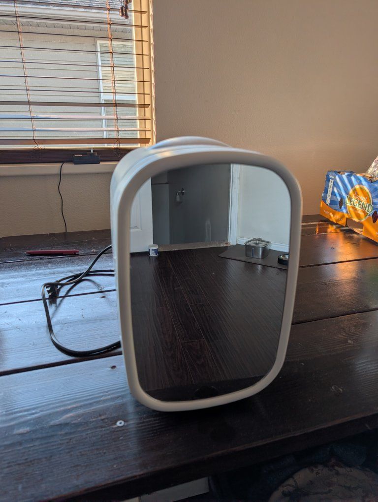 Mini Skincare Fridge with Mirror - White
