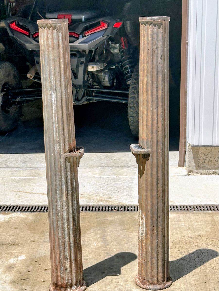 support columns from a late 19th-century Fairbanks railroad or heavy industrial platform scale