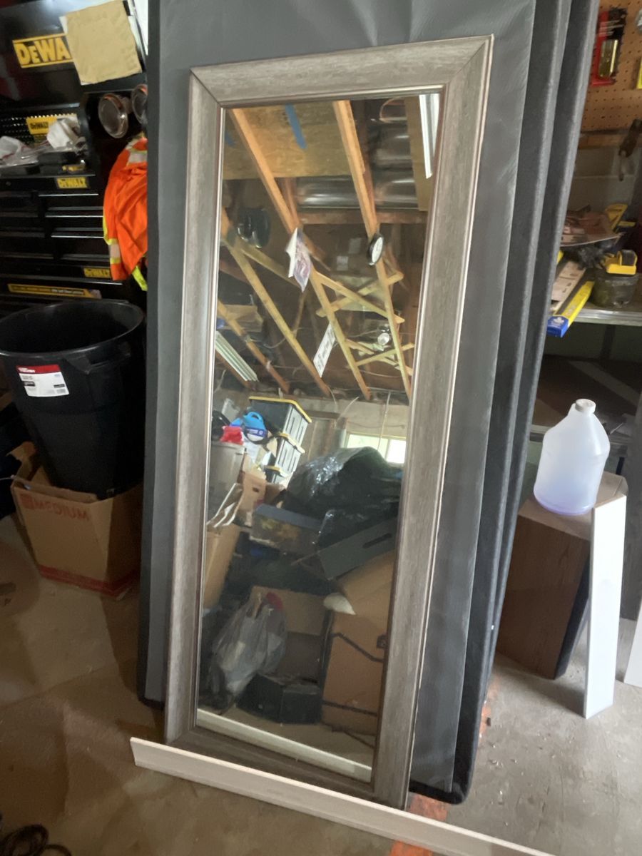 Full Length Floor Mirror with Weathered Gray Wooden Frame