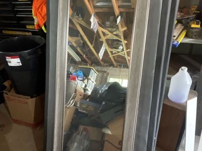 Full Length Floor Mirror with Weathered Gray Wooden Frame