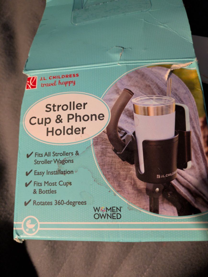 J.L. Childress Stroller Cup & Phone Holder – Universal Fit, 360° Rotation