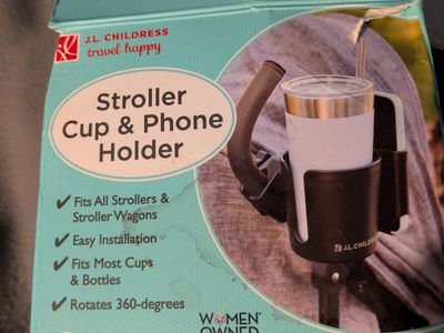 J.L. Childress Stroller Cup & Phone Holder – Universal Fit, 360° Rotation