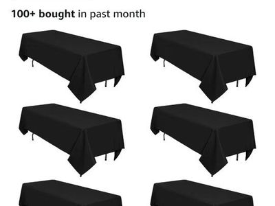 8-Pack Black 60x126 inch Rectangular Polyester Tablecloths, Wrinkle Resistant & Washable