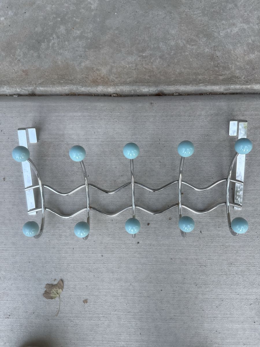 Over The Door Coat Rack Chrome With Blue Ball Hooks