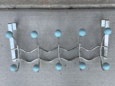Over The Door Coat Rack Chrome With Blue Ball Hooks
