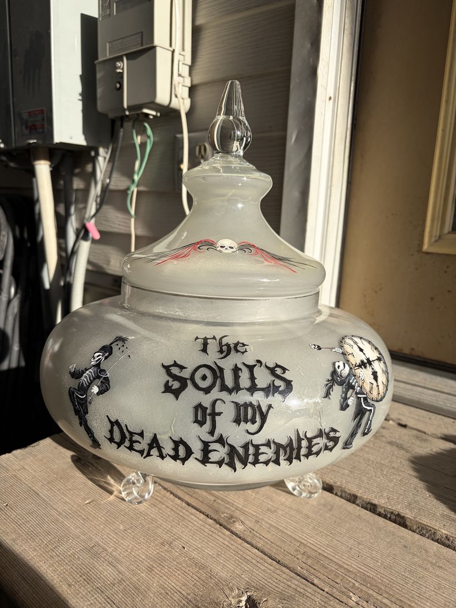 Hand painted, MCR themed, light up decor jar