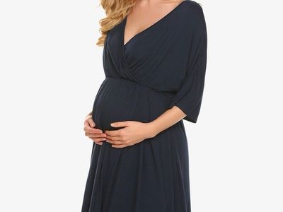 (11) Small Navy Maternity Dress Nursing Nightgown