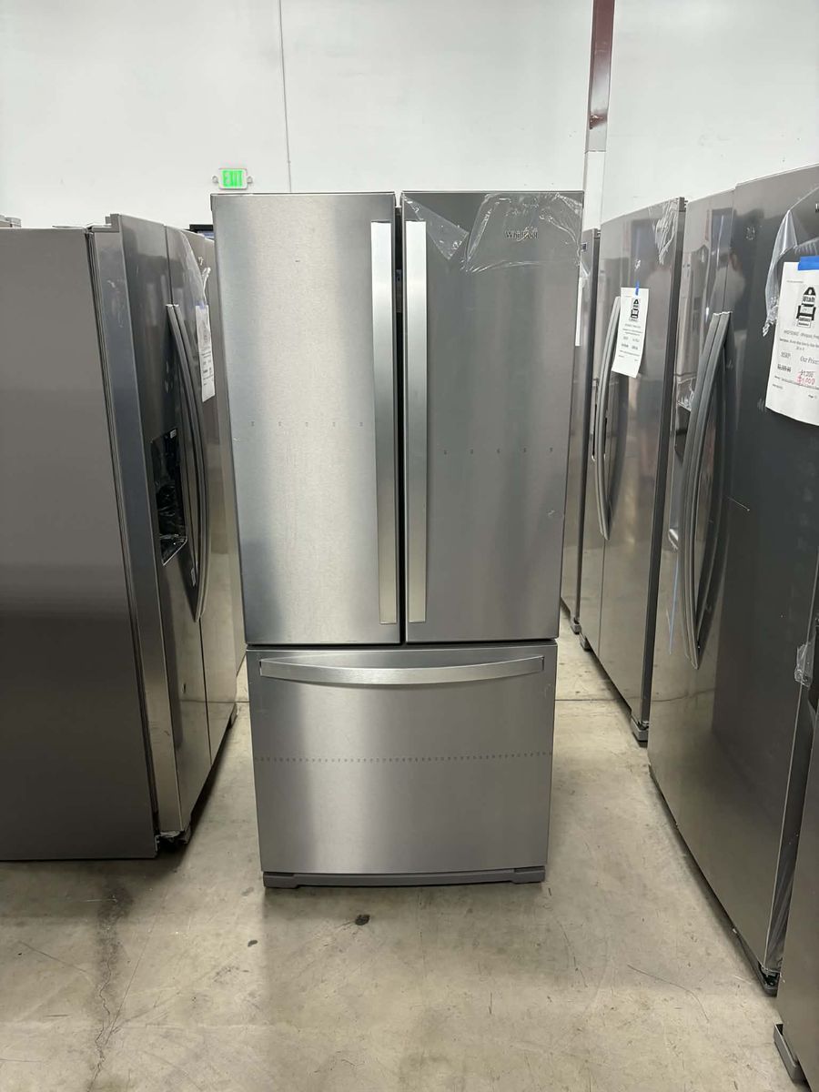 NEW WHIRLPOOL 30 INCH STAINLESS FRENCH DOOR FRIDGE
