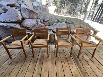 Set of 4 Wooden Outdoor Patio Chairs