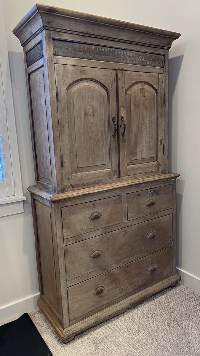 Solid Hardwood Antique European Farmhouse Armoire/