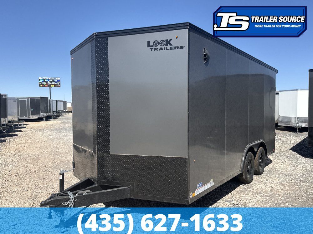 8.5x16 Look ST DLX Enclosed Cargo Trailer - 7'0" Interior - 7K GVWR - .080 PolyCor, Black Out Package, Rear Spoiler w/ Load