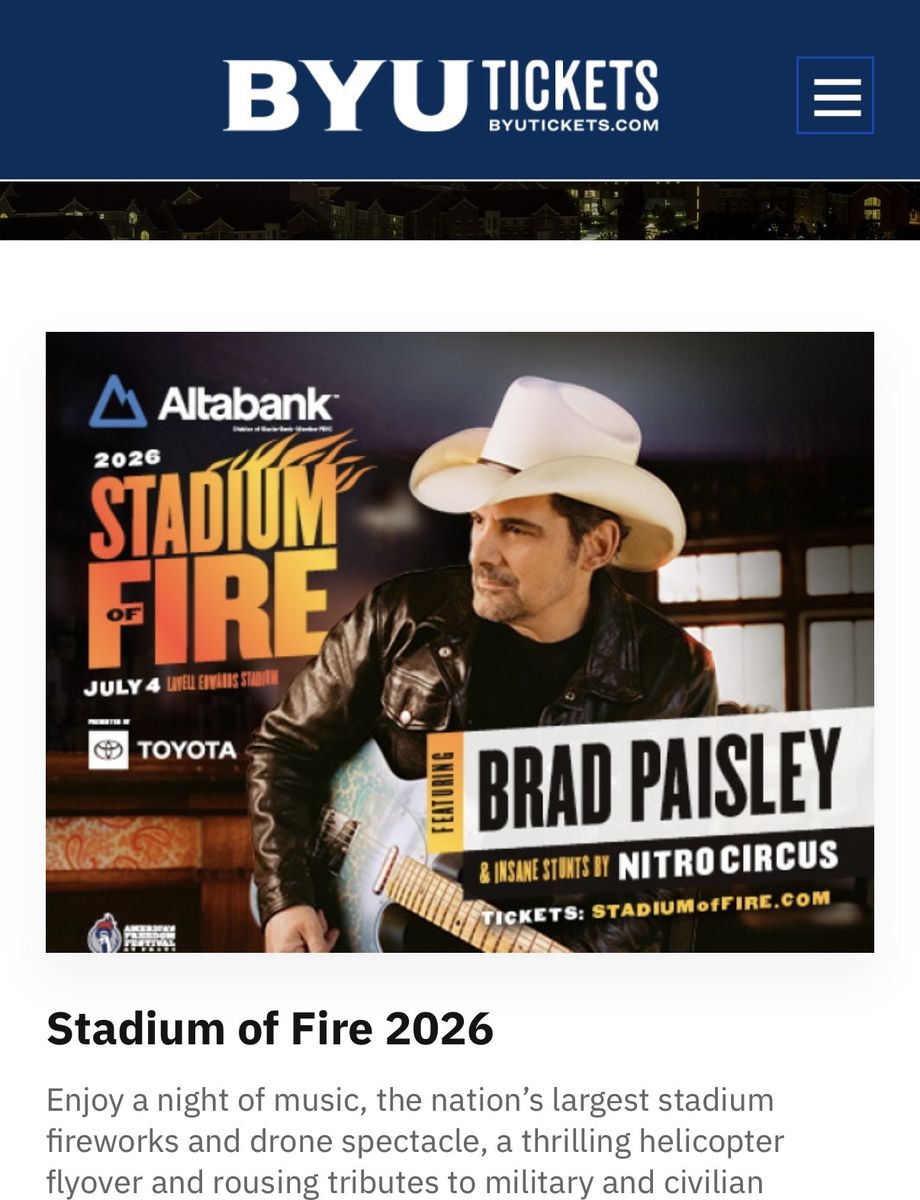STADIUM OF FIRE - BRAS PAISLEY 4 tickets available