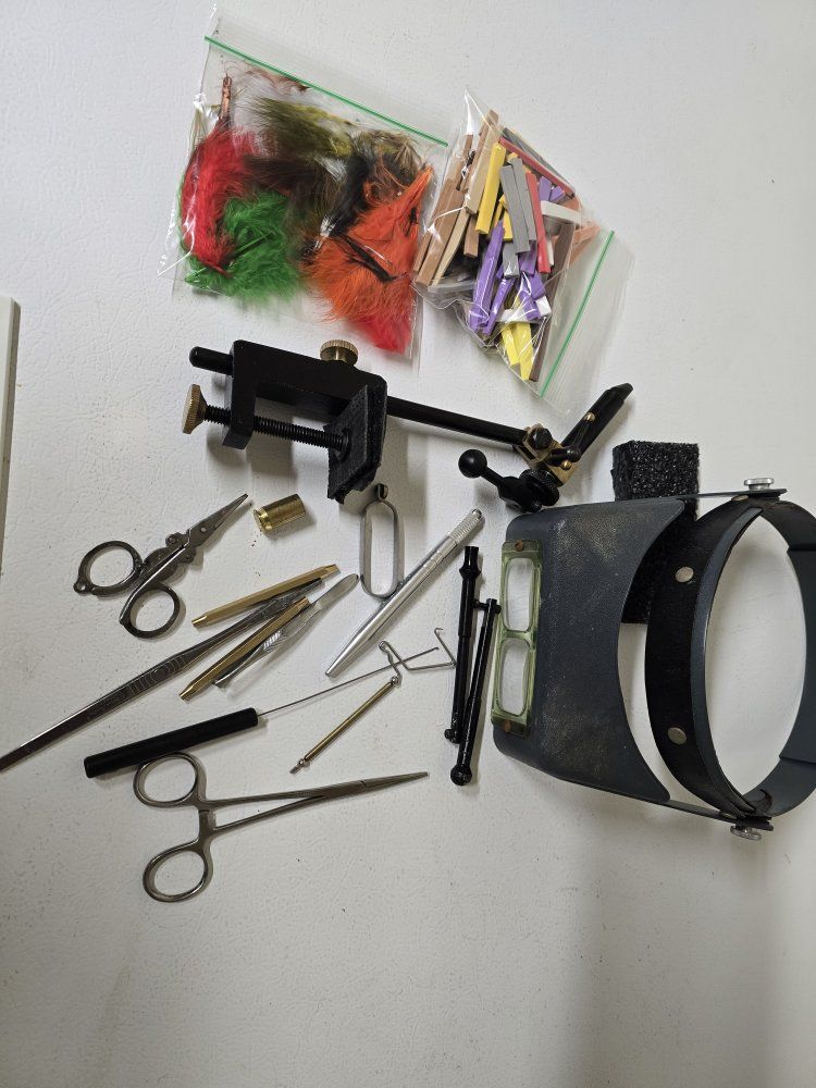 Fly Tying Kit with Vise, Tools, Feathers, and Materials - Complete Set for Anglers
