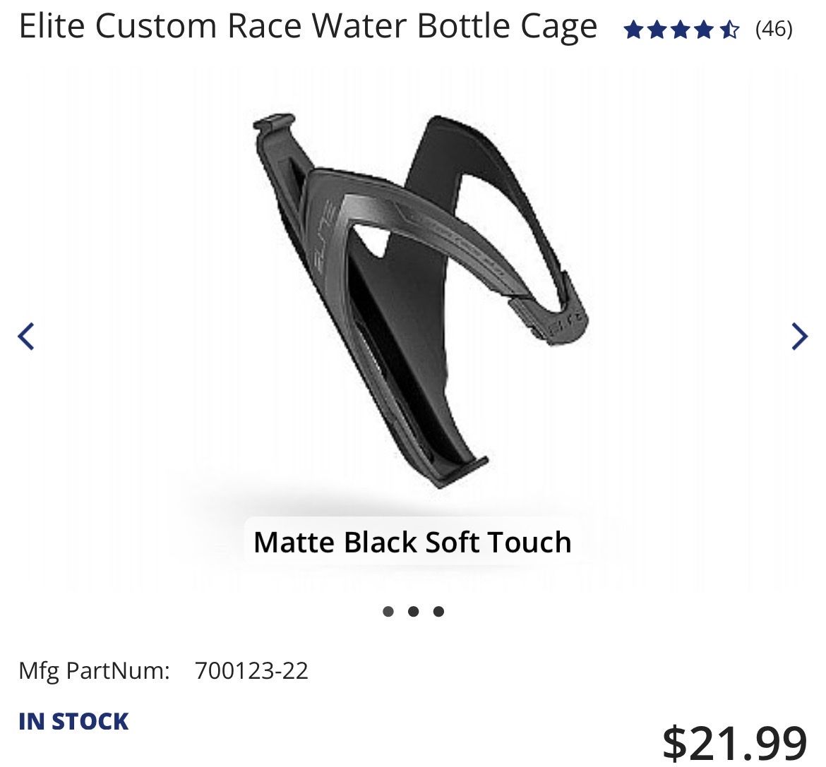 Elite Custom Race Water Bottle Cages (2)  - Matte Black Soft Touch